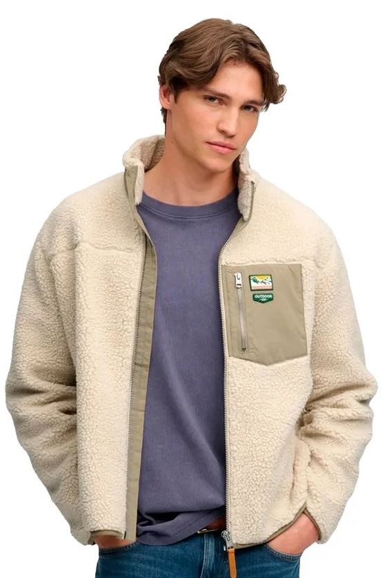 Superdry Herren Fleecejacke Mountain in Creme