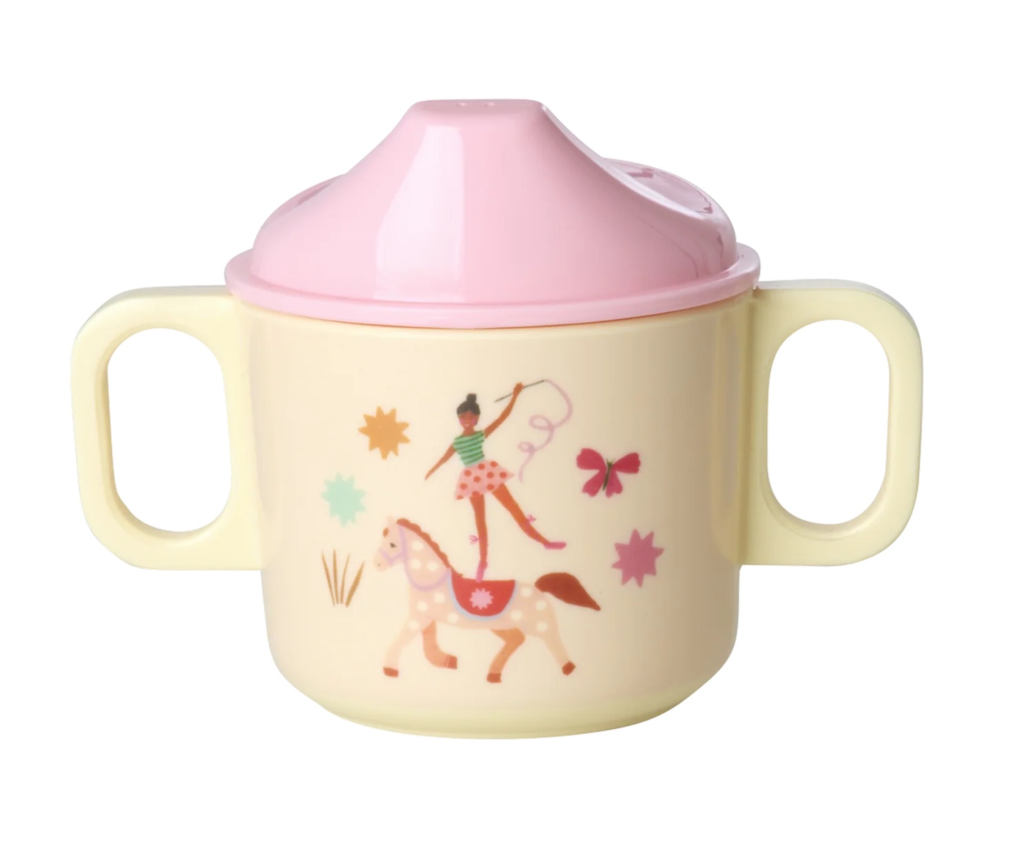 RICE Melamin Baby Trinkbecher mit 2 Griffen - Pink - Fun Fair Print - 250 ml RICE Melamin Baby Trinkbecher mit 2 Griffen - Pink - Fun Fair Print - 250 ml