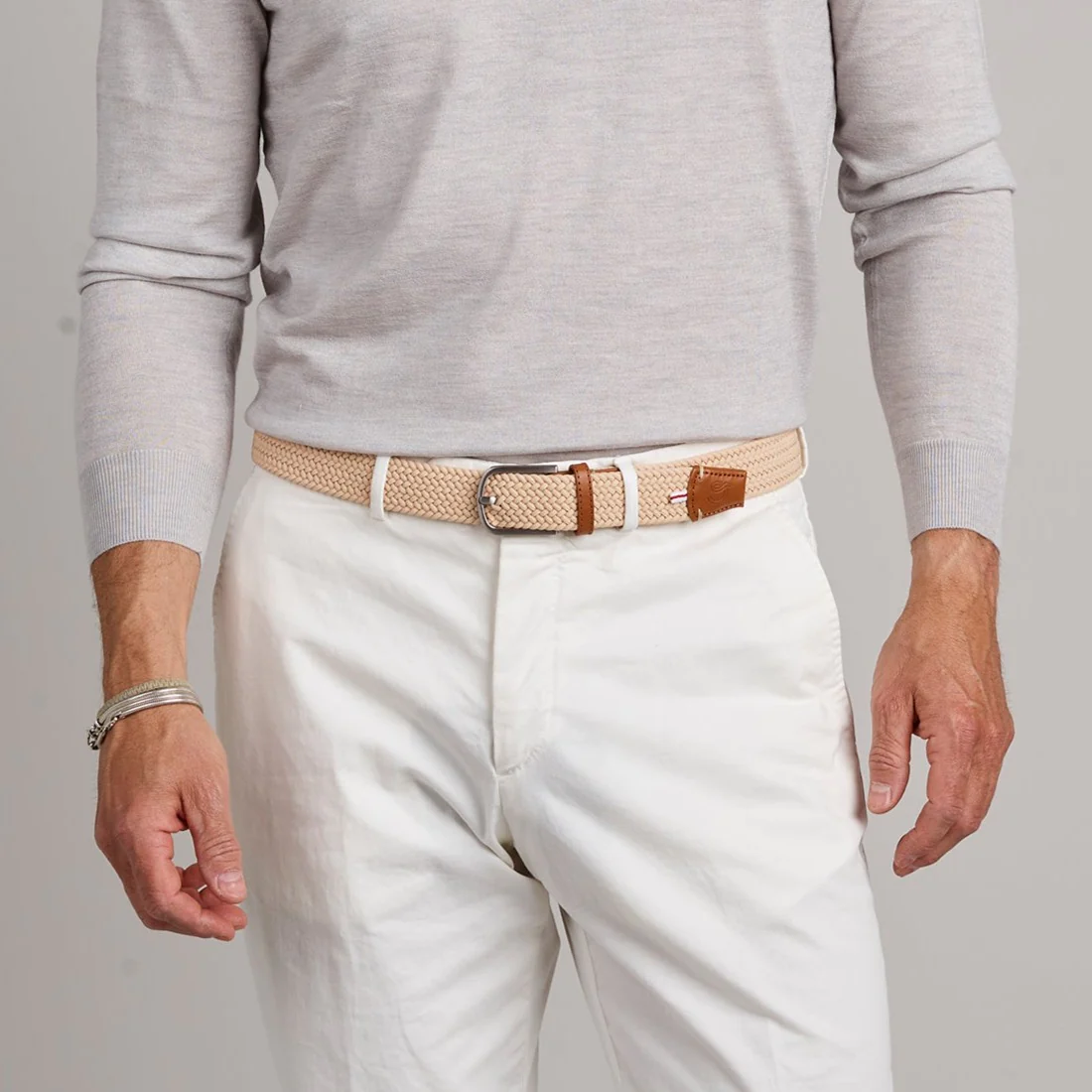 Bellagio_2048x2048 La Boucle BELLAGIO Herren Stretch Gürtel Mono Honey Beige