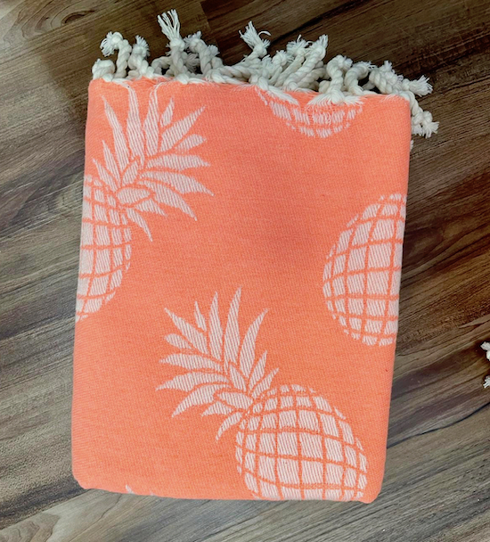 5620bffe-ee01-4542-be35-8b3313394bbf-2 Cotonway Hamam Tuch Baumwolle 100 cm x 200 cm in Neon Orange - Ananas