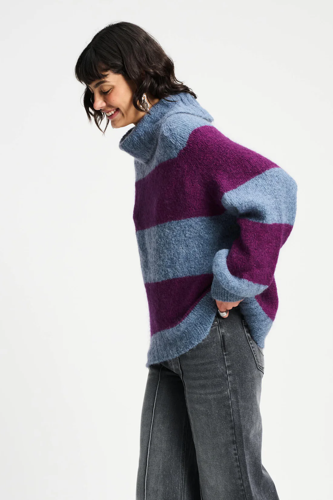 POM Amsterdam Strickpulli Pullover Plum Stripes POM Amsterdam Strickpulli Pullover Plum Stripes
