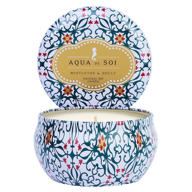 Soi-kerze-Mistletoe-Kopie Aqua de Soi 9 Unzen Mistelzweige & Stechpalmenform