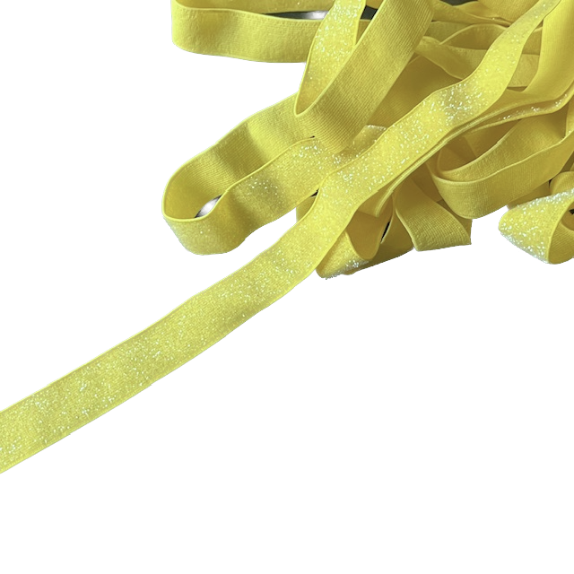 Wowzers Bastelbedarf Glitzer FOE Gummiband Lemon Gelb Glitzer - 1 Meter