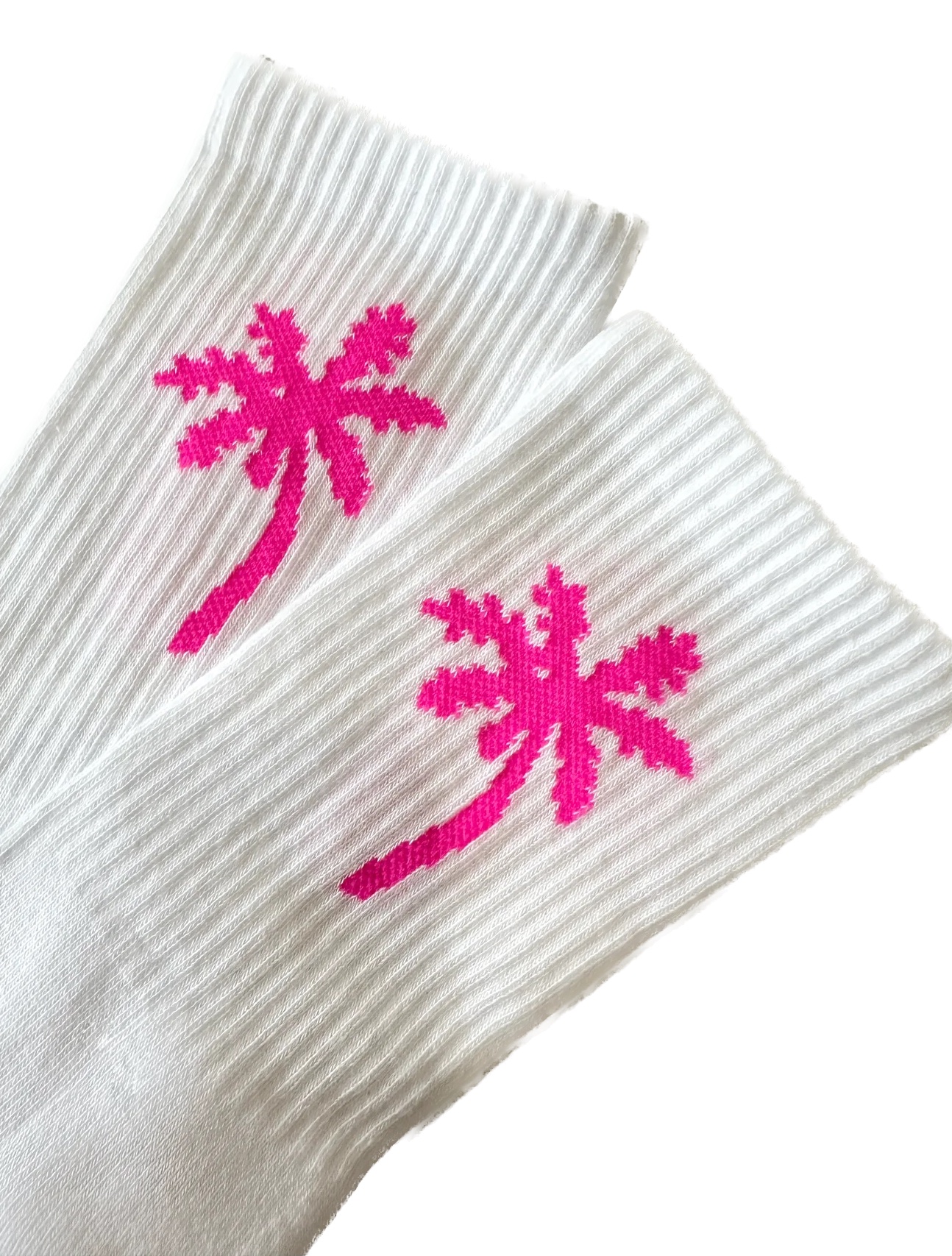 Daily Socks Tennissocken PAMITA in Weiß mit Neon Pink Palme