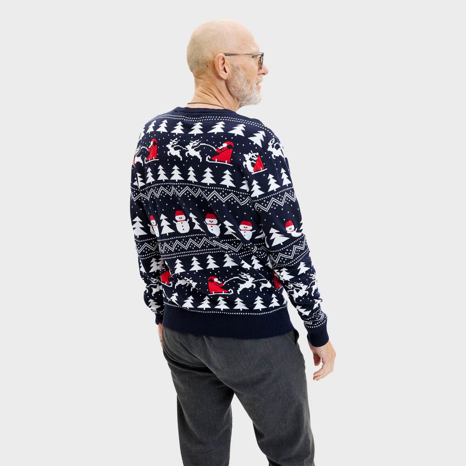 Christmas Sweater mit Schneemann & Santa Weihnachtspullover in Marineblau - Bio Baumwolle Christmas Sweater mit Schneemann & Santa Weihnachtspullover in Marineblau - Bio Baumwolle