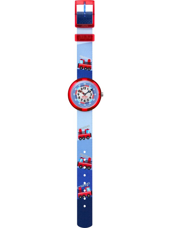 fbnp160_3 Flik Flak Uhr Kinderuhr - FIRETRUCK - Feuerwehr