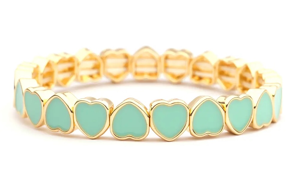 Lizzie Mae Armband Emaille 585- Türkis Herzen