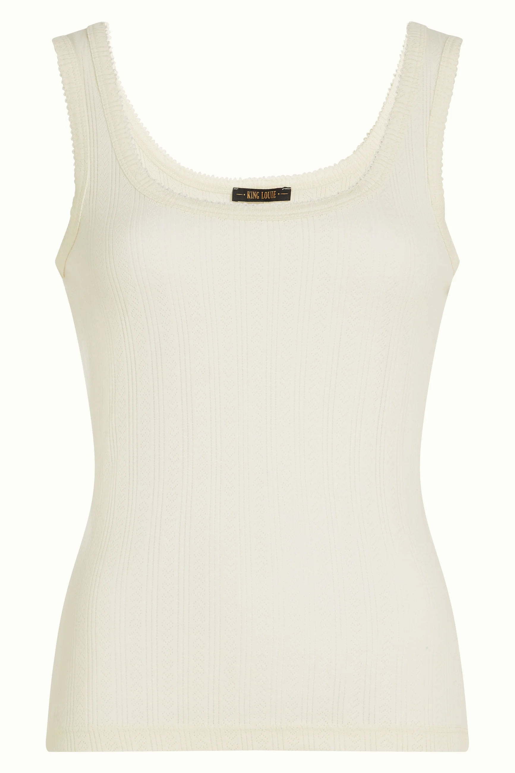 King Louie Brigitta Camisole Halo Ajourmuster Top in Ice Creme King Louie Brigitta Camisole Halo Ajourmuster Top in Ice Creme