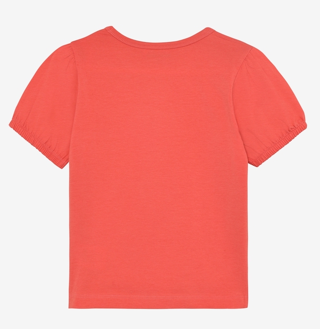 Minymo Kurzarm T-Shirt in Spiced Coral mit Kaugummi Applikation Minymo Kurzarm T-Shirt in Spiced Coral mit Kaugummi Applikation