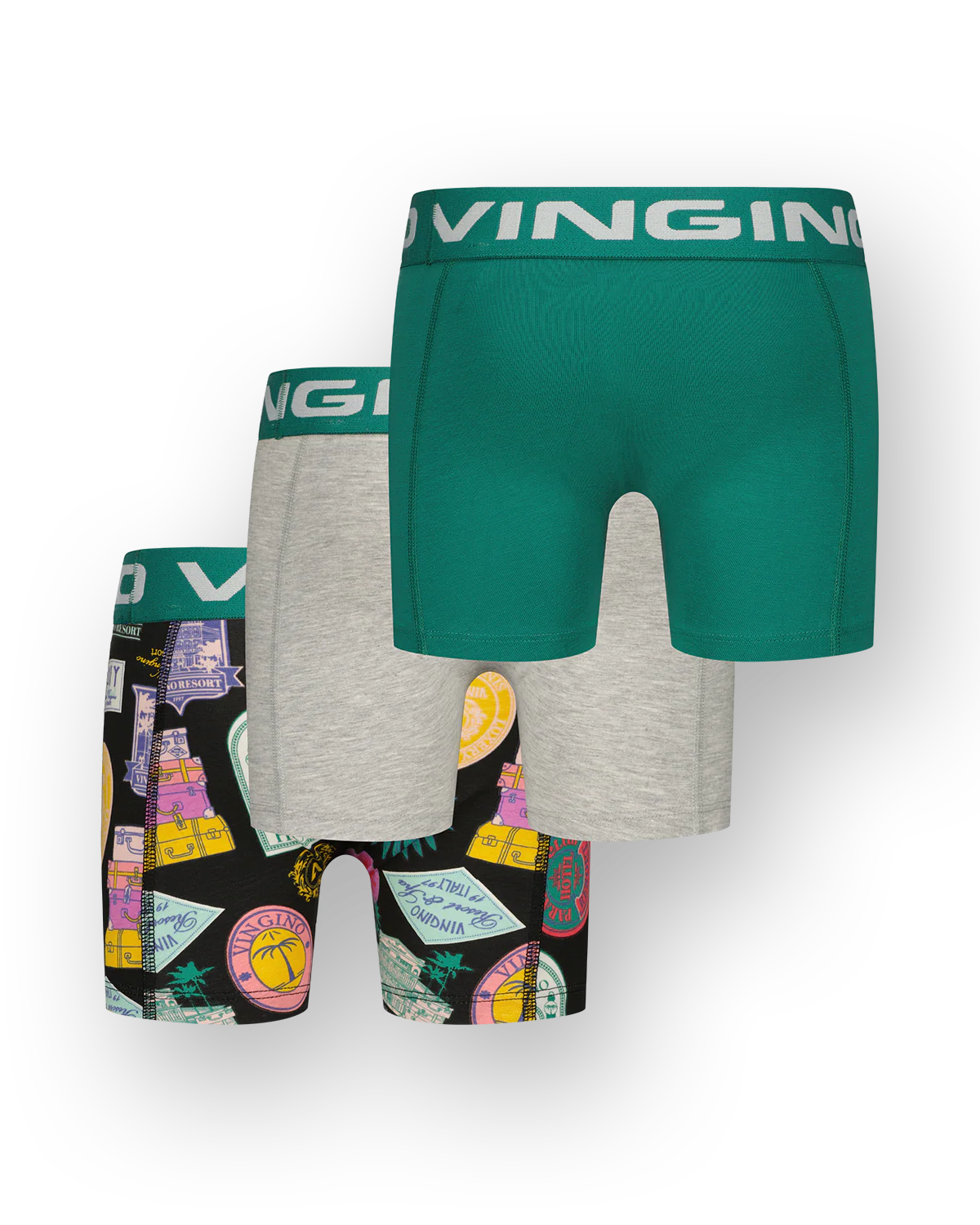 Vingino Unterhosen Boxershort GRAND HOTEL 3er Set - Ivy Grün/Grau/Bunt Vingino Unterhosen Boxershort GRAND HOTEL 3er Set - Ivy Grün/Grau/Bunt