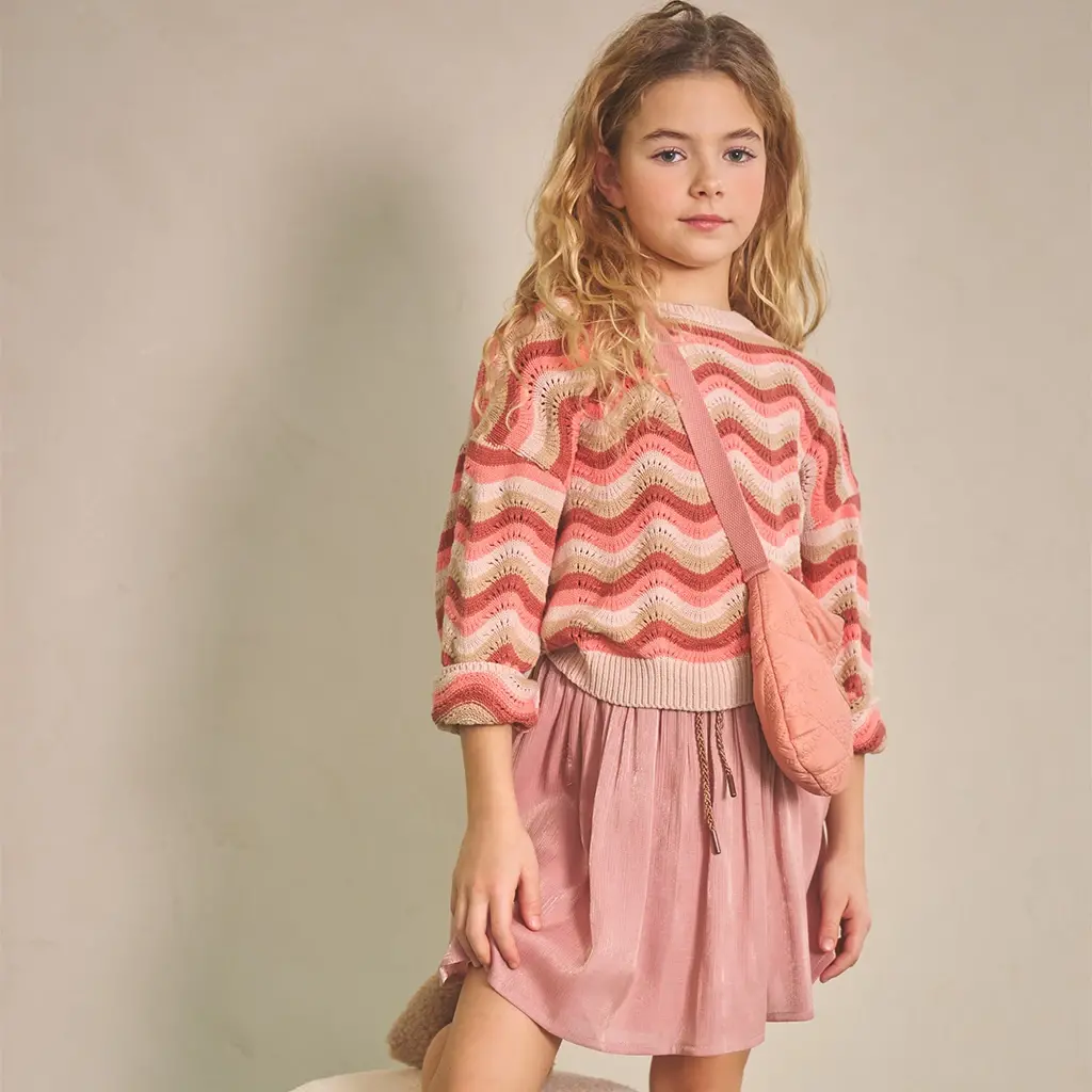 NONO Kessy Strickpullover mit grafischen Wellenmuster - Orange/Braun NONO Kessy Strickpullover mit grafischen Wellenmuster - Orange/Braun
