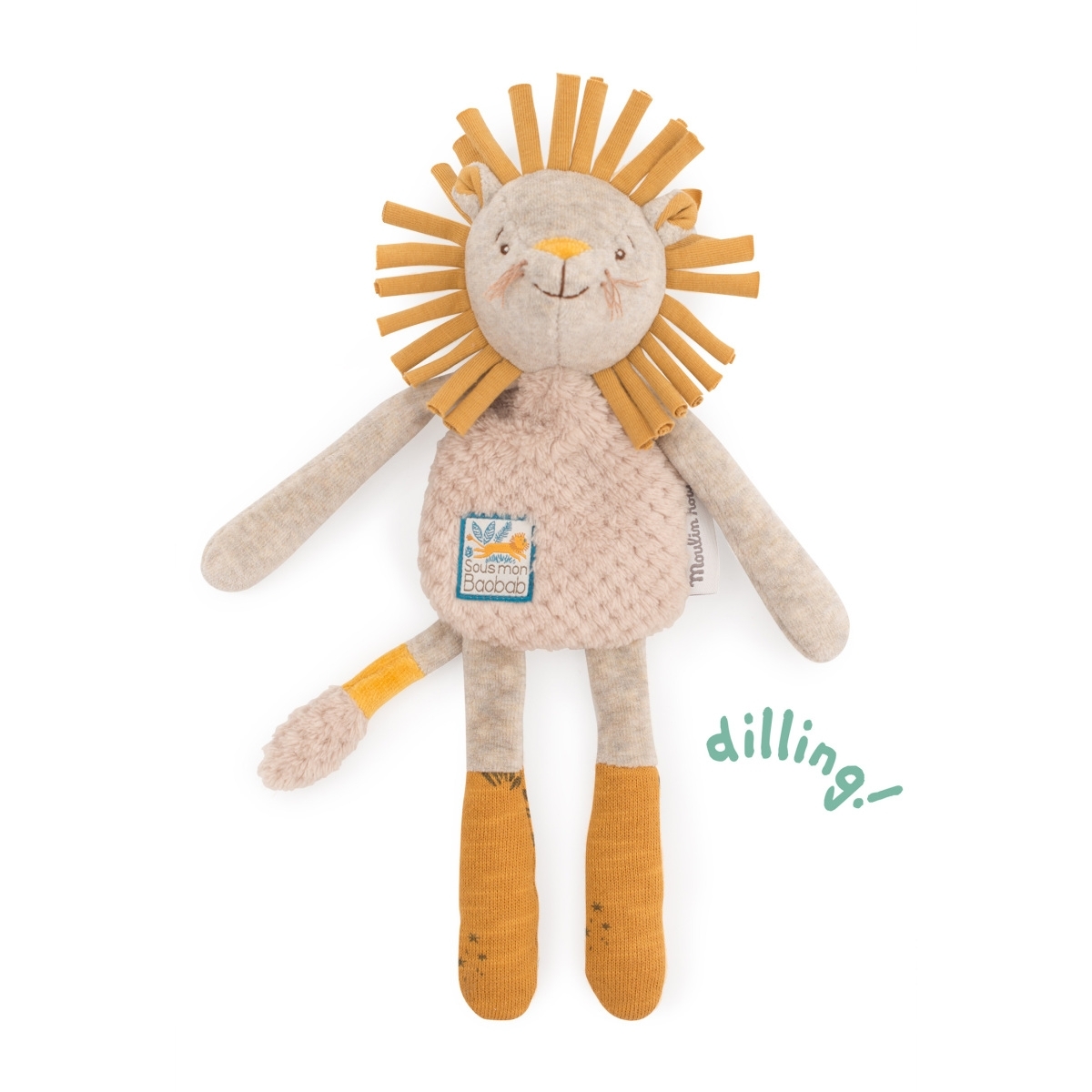 Moulin Roty Stofftier Rasseln - Löwe, Giraffe oder Elefant