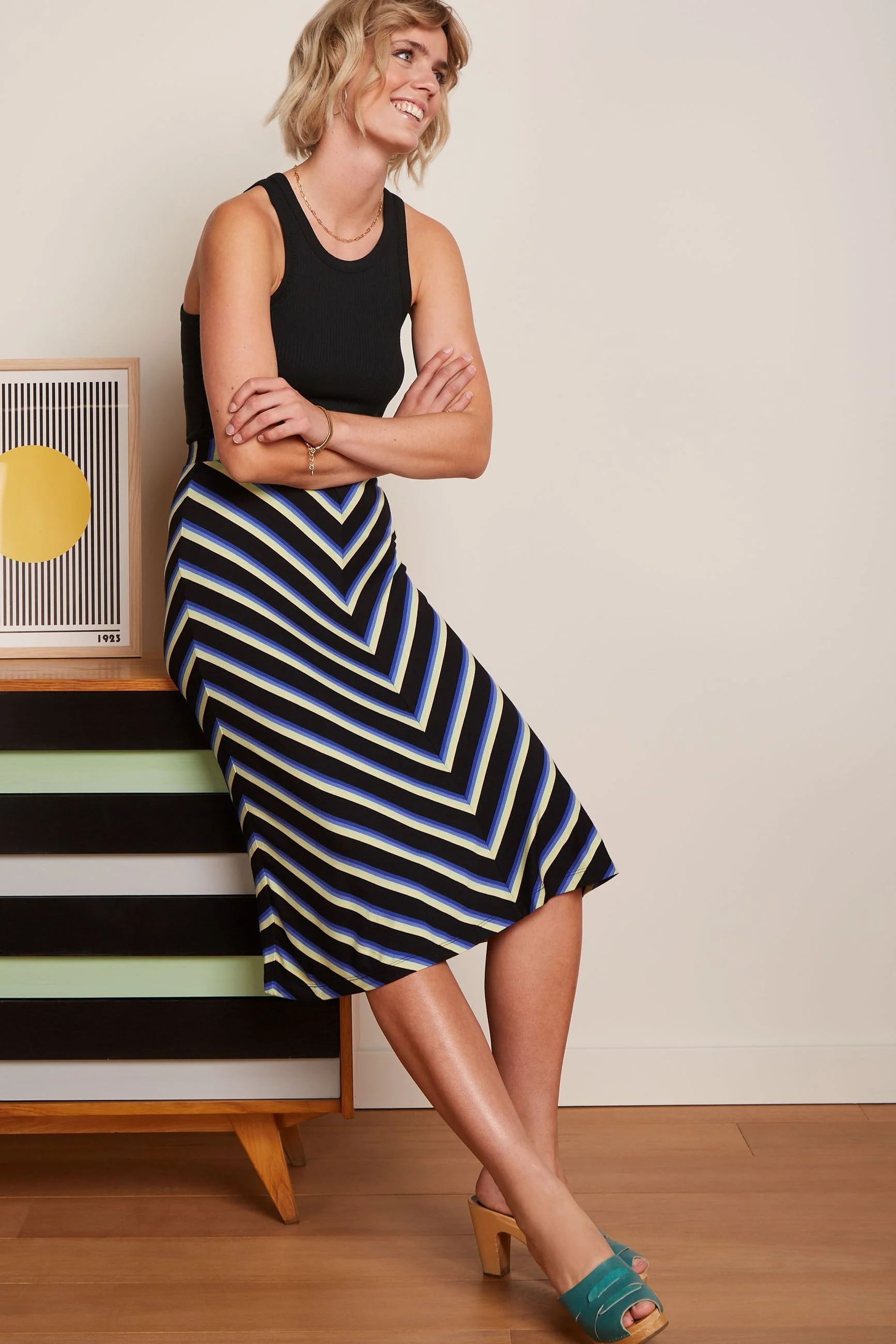 King Louie Juno Midi Rock - Embla Stripe - SALE King Louie Juno Midi Rock - Embla Stripe - SALE