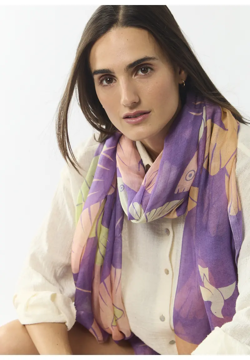 Codello Schal Modal & Seide Vogel in Lila - SALE Codello Schal Modal & Seide Vogel in Lila - SALE