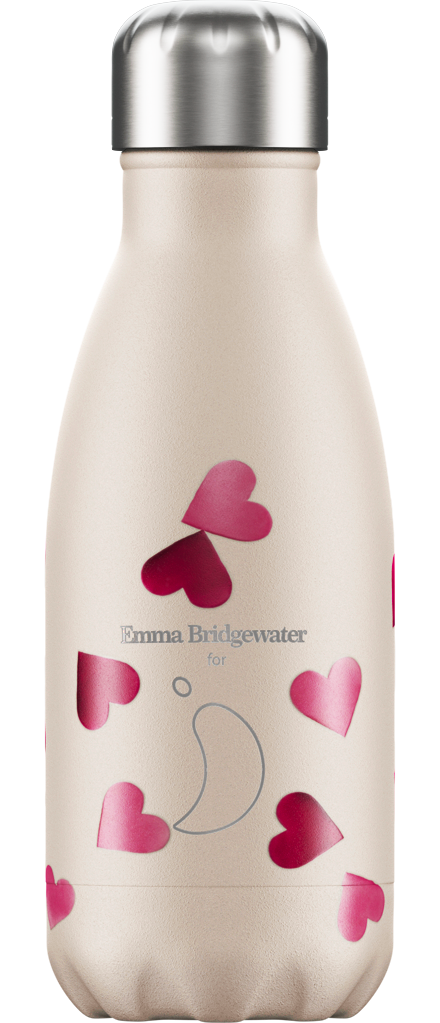 EB-PinkHearts-260ml Chillys Edelstahl Emma Bridgewater Thermos Flasche - Herzen - 260 ml