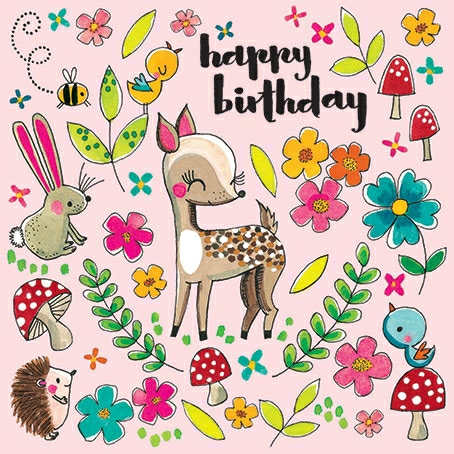 JIG70 Edition Gollong Geburtstagskarte - Puzzle - Happy Birthday - Bambi & Waldtiere