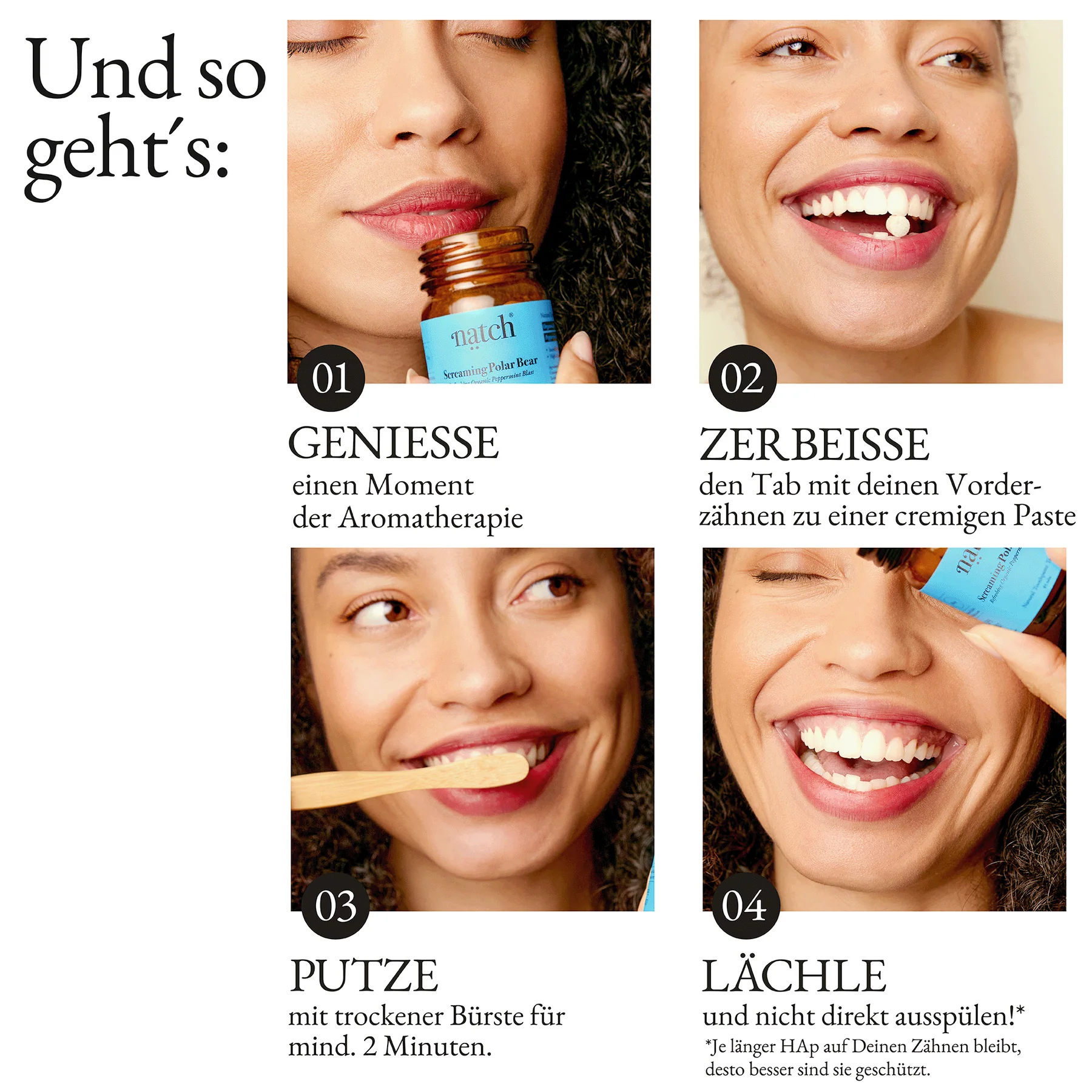 NATCH Zahnpasta-Tabletten für ein frisches, rundum sauberes Gefühl - Wake-up Call - Nachfüllpackung