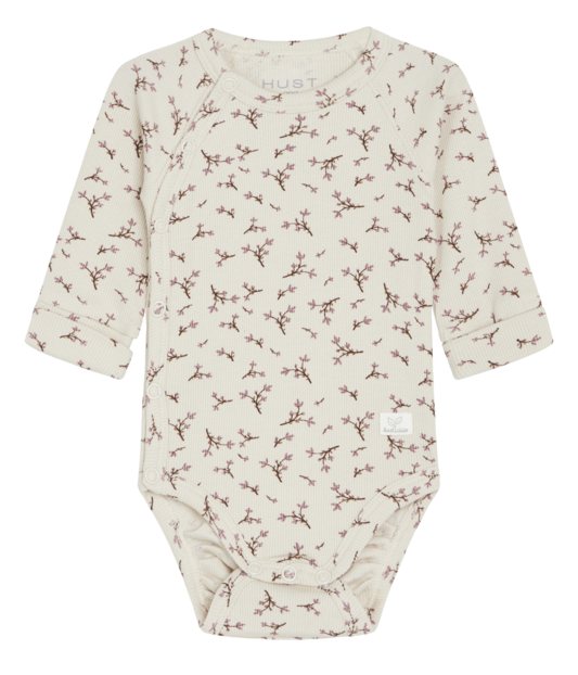 Hust & Claire Langarm Wickelbody in Creme mit Blumen - SALE