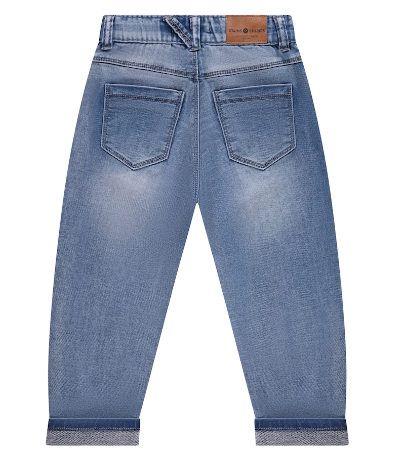 Babyface Stains & Stories Jungs Baggy Jogg Jeans in Medium Blue Denim 