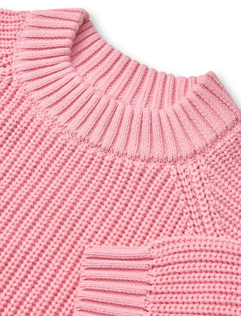 Copenhagen Colors Grobstrick GOTS Bio-Baumwolle Klassik Rundhals Pullover in Blossom Rosa