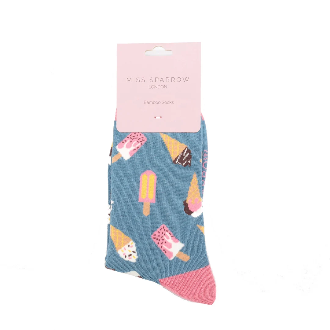 Miss Sparrow Socken Bamboo Bambussocken in Blau & Rosa Ice Cream - Eistüten Miss Sparrow Socken Bamboo Bambussocken in Blau & Rosa Ice Cream - Eistüten