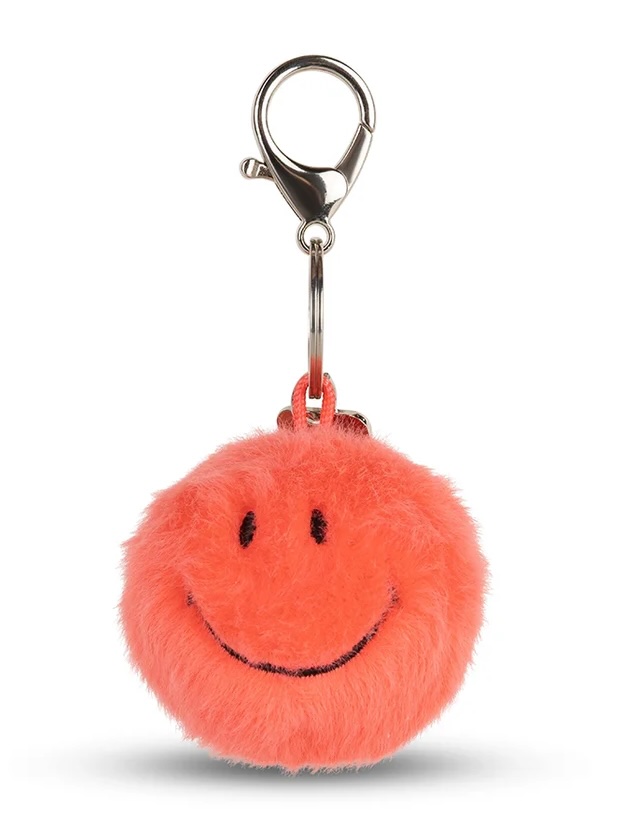 Bon Bon Toys Smiley Keychain Eco Fuzzy - Flauschig Schlüsselanhänger Smiley - Bright Coral