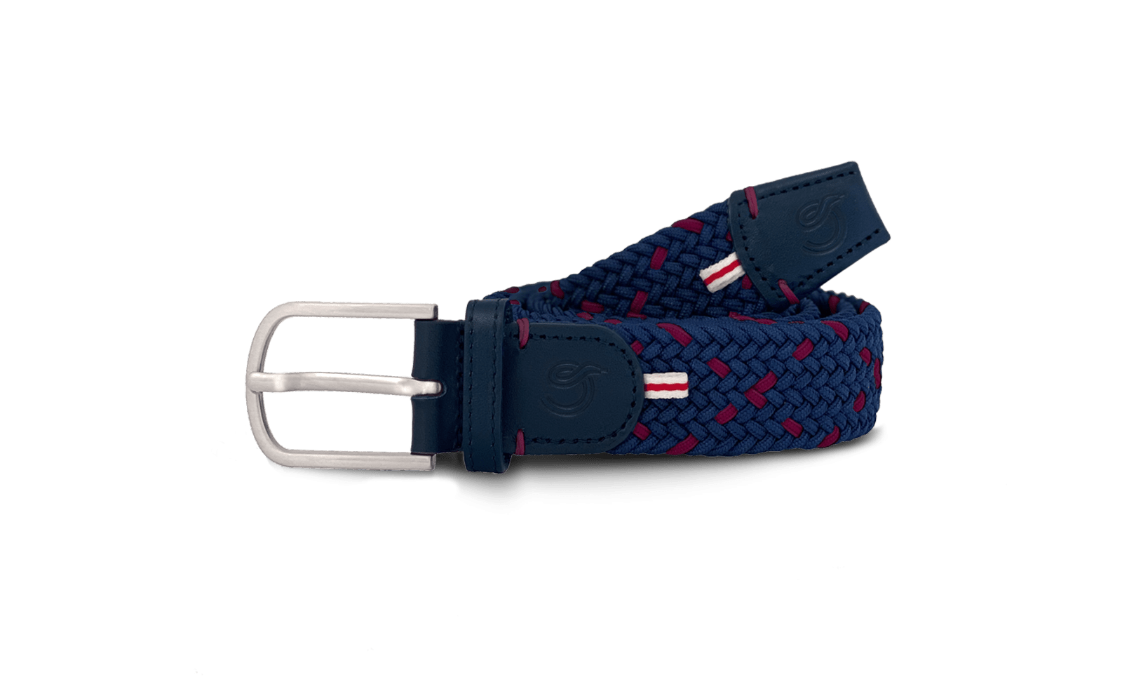 geneva-1 La Boucle Geneva Herren Stretch Gürtel Cross Marineblau Burgund