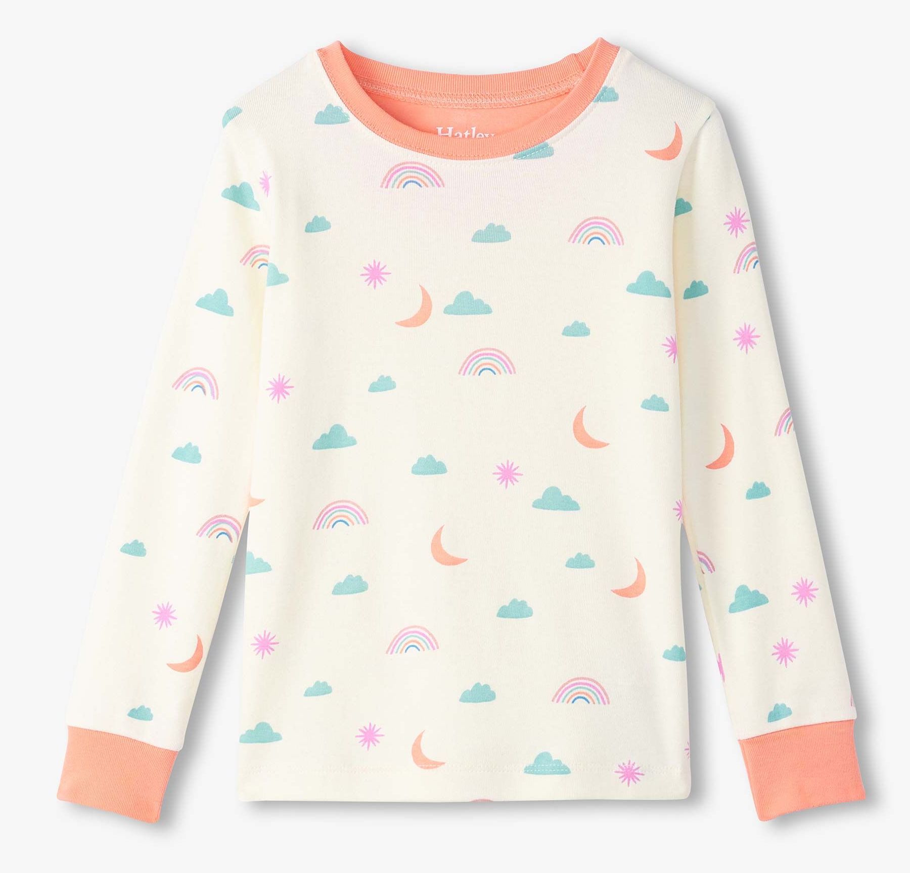 Hatley Langarm Charms Baumwolle Pyjama - Regenbogen, Wolke & Mond