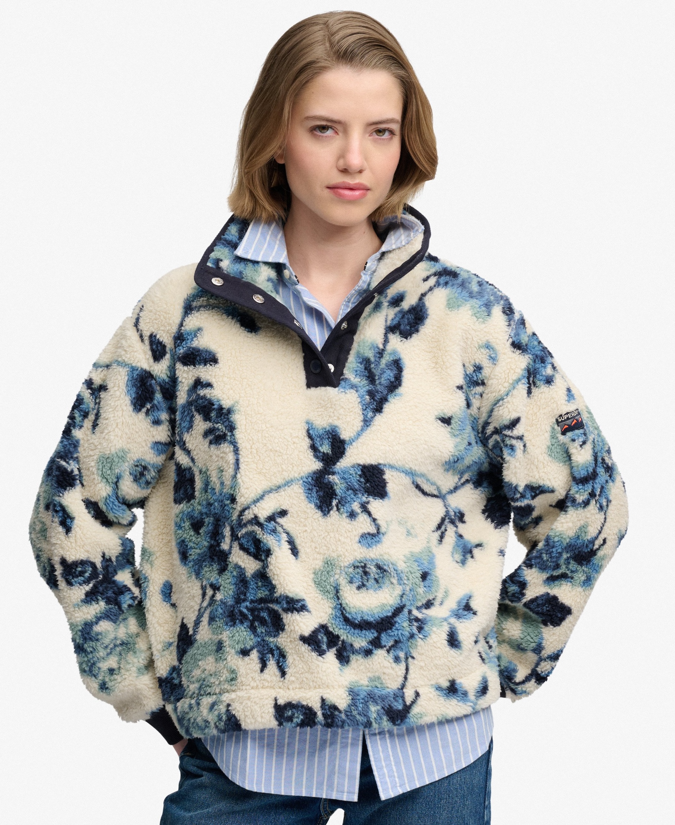 Superdry Damen Superweiche bedruckter Teddyfleece