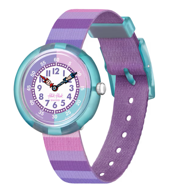 Flik Flak Uhr Kinderuhr - Stripy Purple - Lila und Rosa Streifen