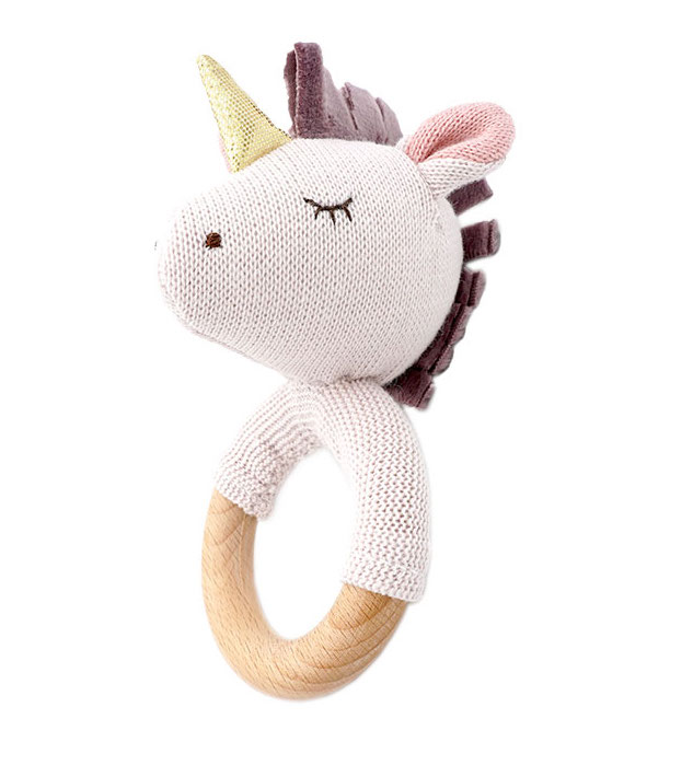 Maximo Rassel Beißring gestrickt Einhorn