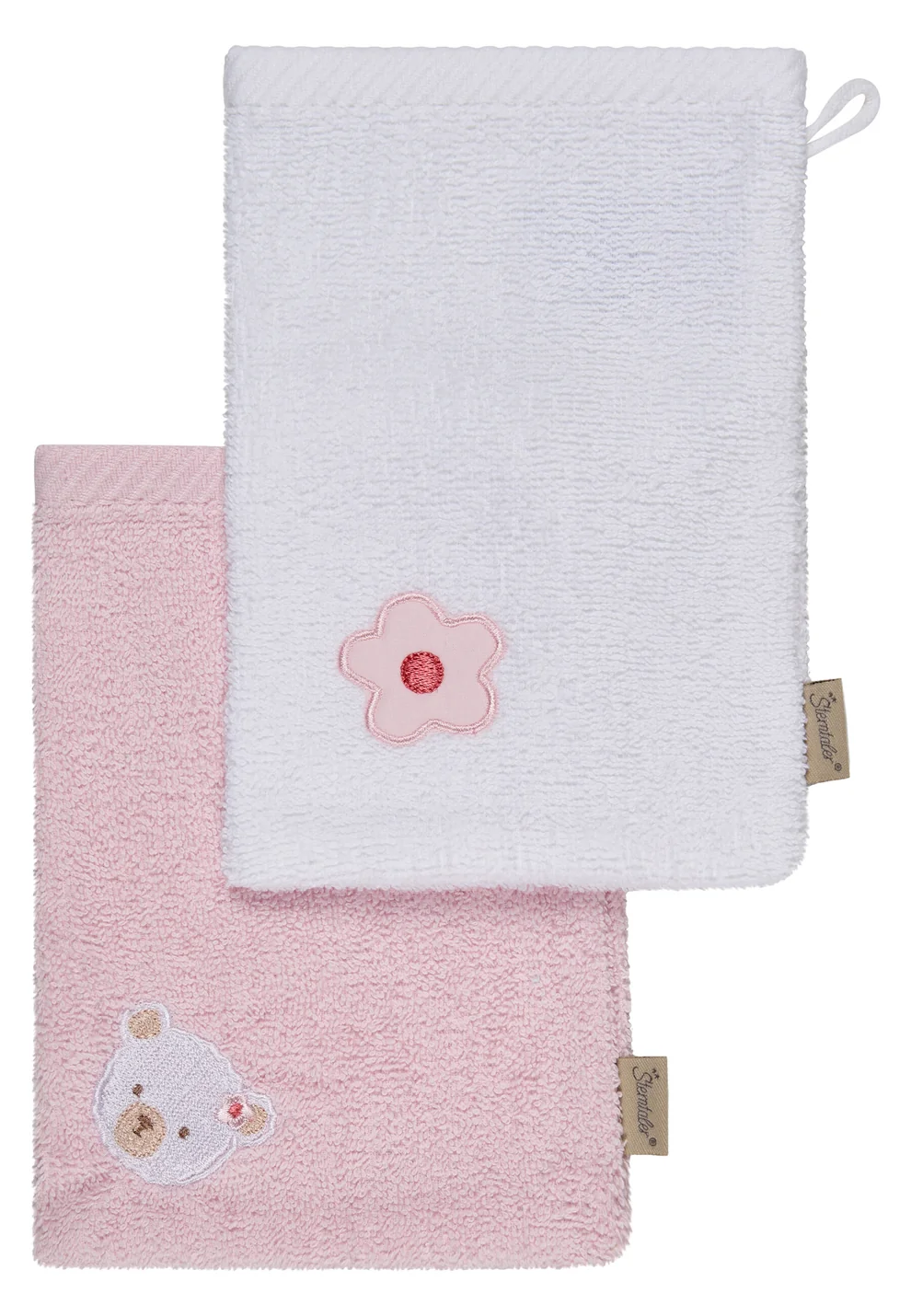 Sterntaler Waschlappen Set BÄR Betty - Weiß und Rosa