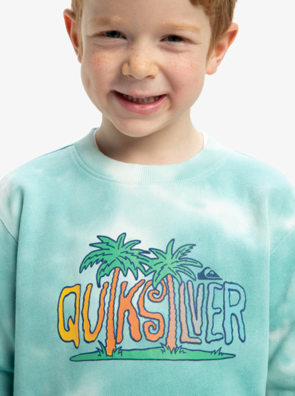 Quiksilver Boys Tie Dye Sweatshirt mit Rundhals in Grün - SALE Quiksilver Boys Tie Dye Sweatshirt mit Rundhals in Grün - SALE