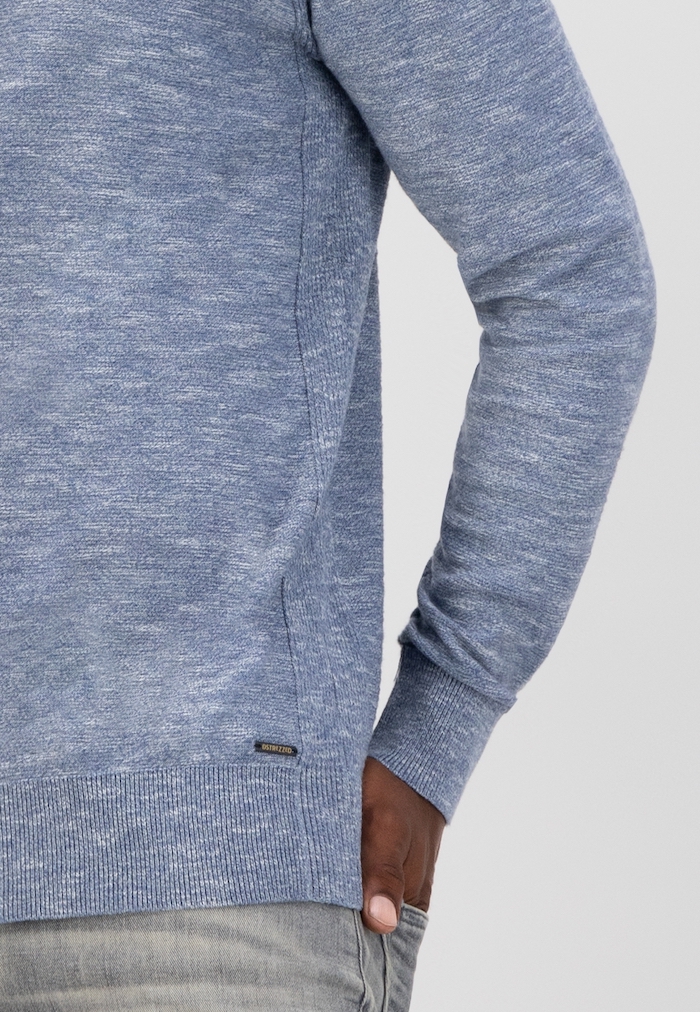Dstrezzed Strickpullover Mercury Crew Melange Slub in Blau meliert