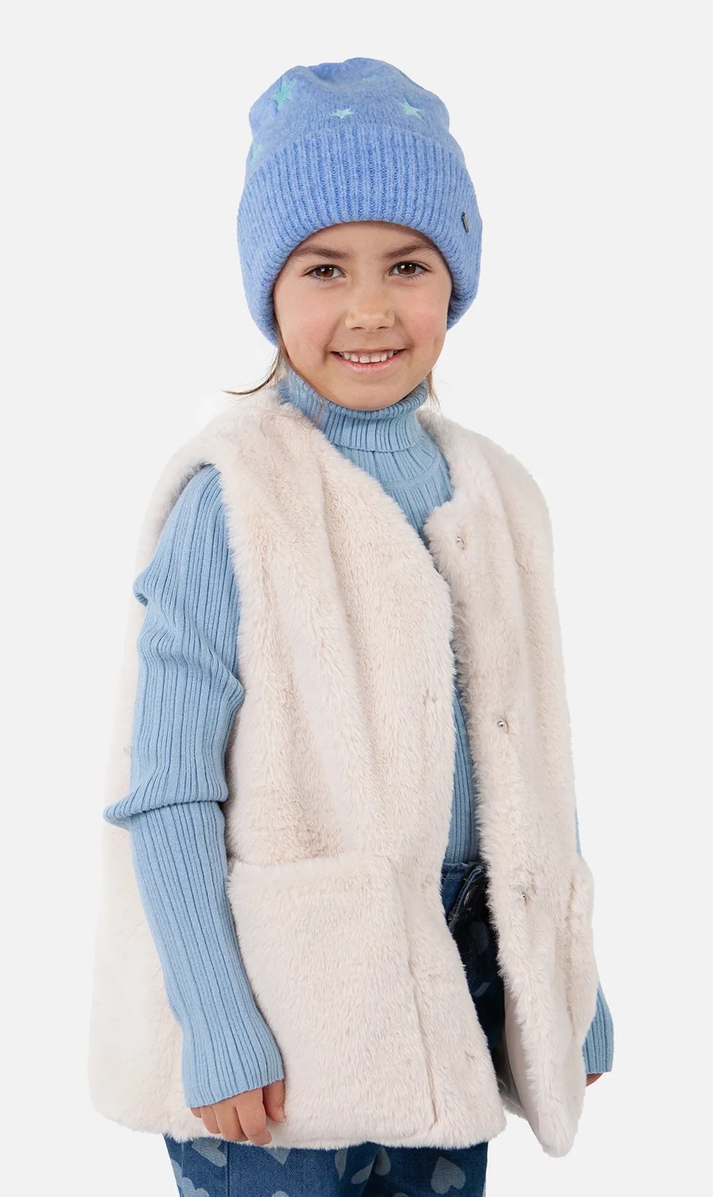 Barts Ainala Beanie mit Umschlag in Hellblau mit mint grünen Sternen Barts Ainala Beanie mit Umschlag in Hellblau mit mint grünen Sternen
