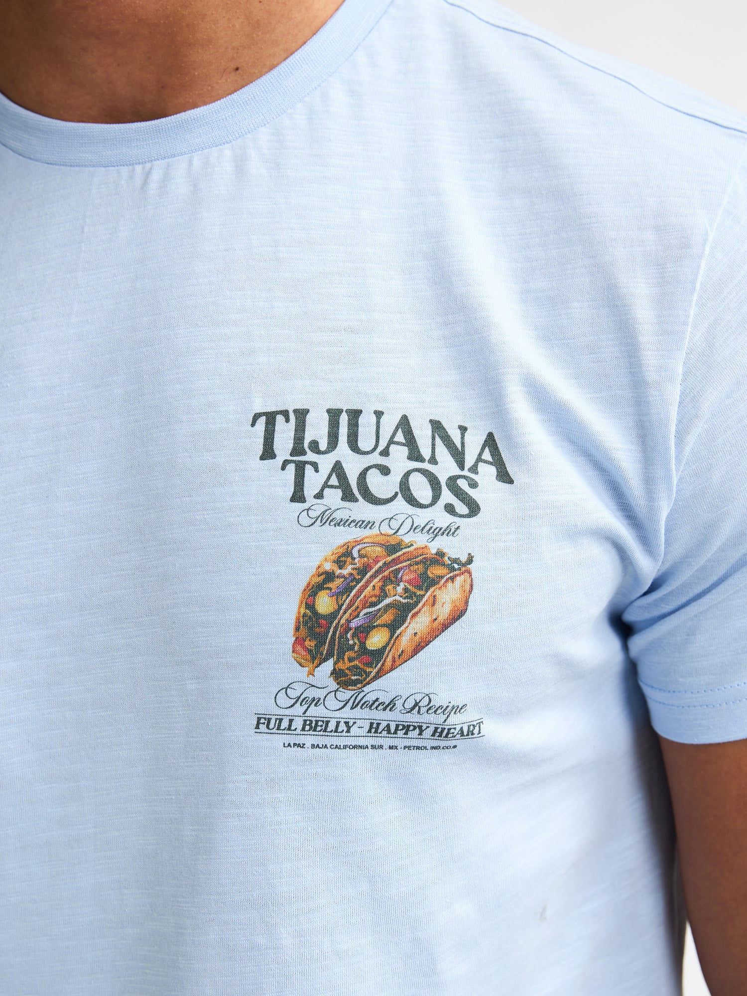 Petrol Industries Herren Kurzarm T-Shirt in Hellblau - Tijuana Tacos Petrol Industries Herren Kurzarm T-Shirt in Hellblau - Tijuana Tacos