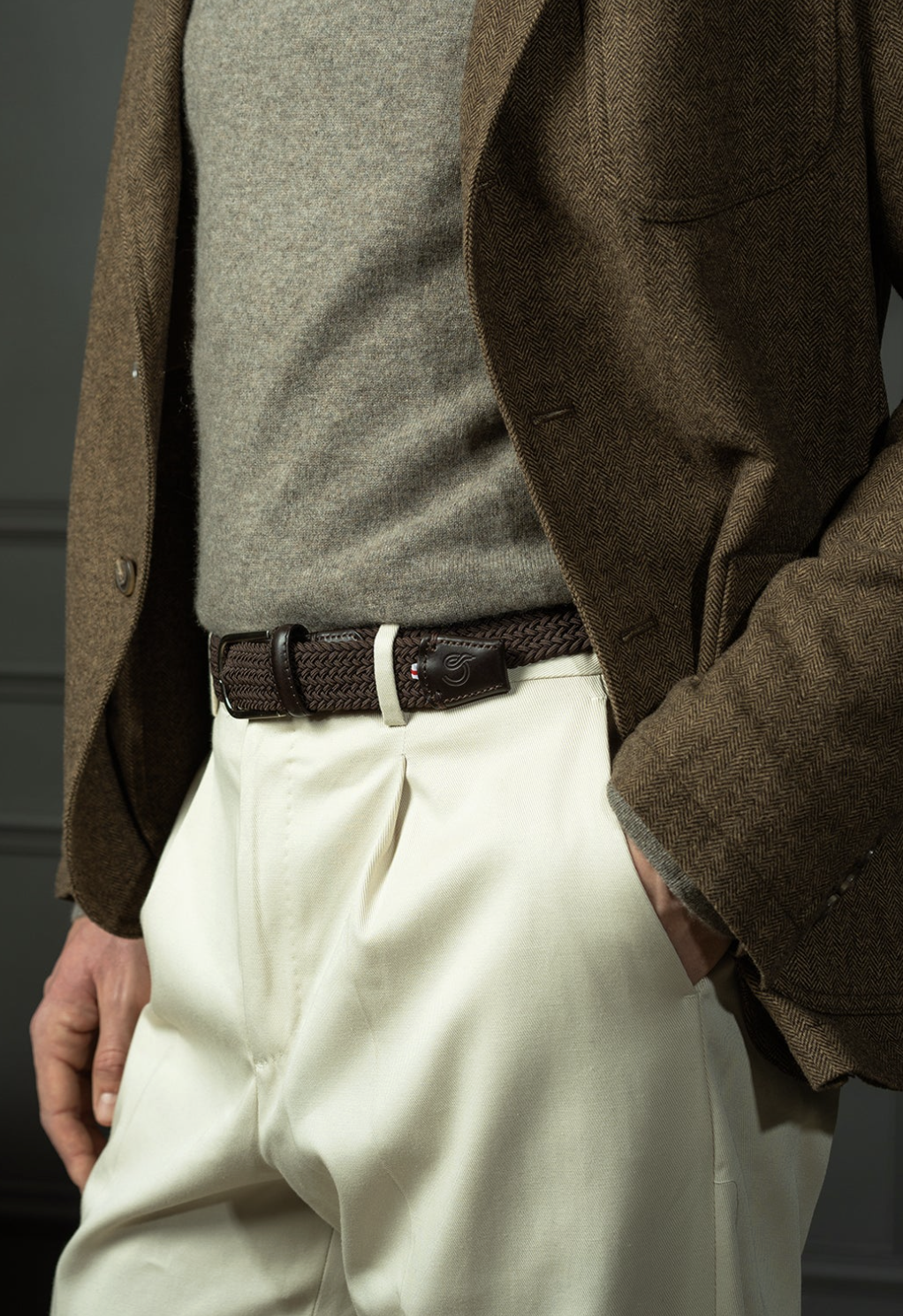 La Boucle Mayfair Herren Stretch Gürtel - Mono Dark Brown