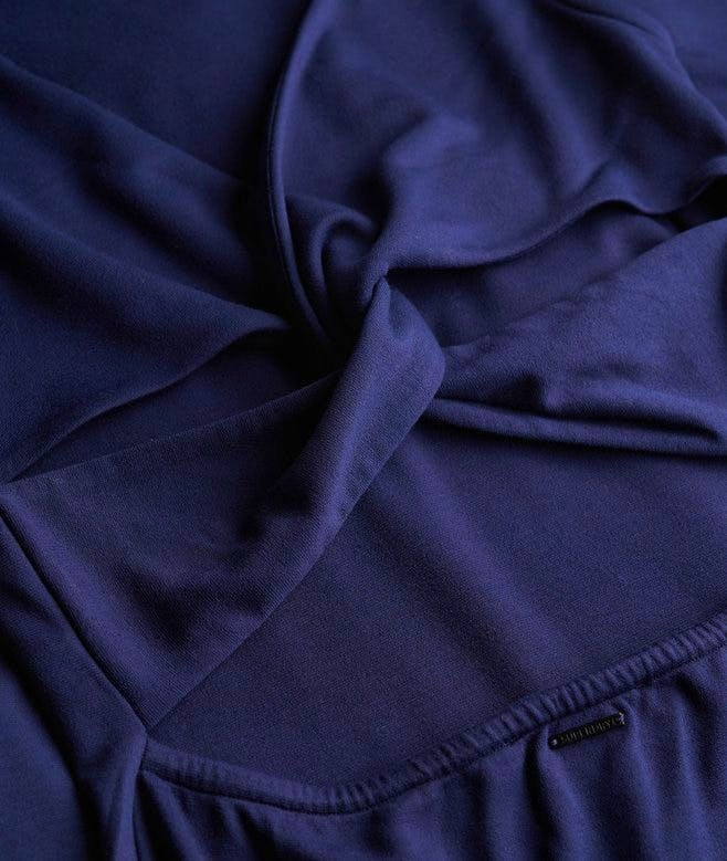 Superdry Damen Midikleid aus Jersey mit Zierdrehung am Rücken in Navy - SALE Superdry Damen Midikleid aus Jersey mit Zierdrehung am Rücken in Navy - SALE