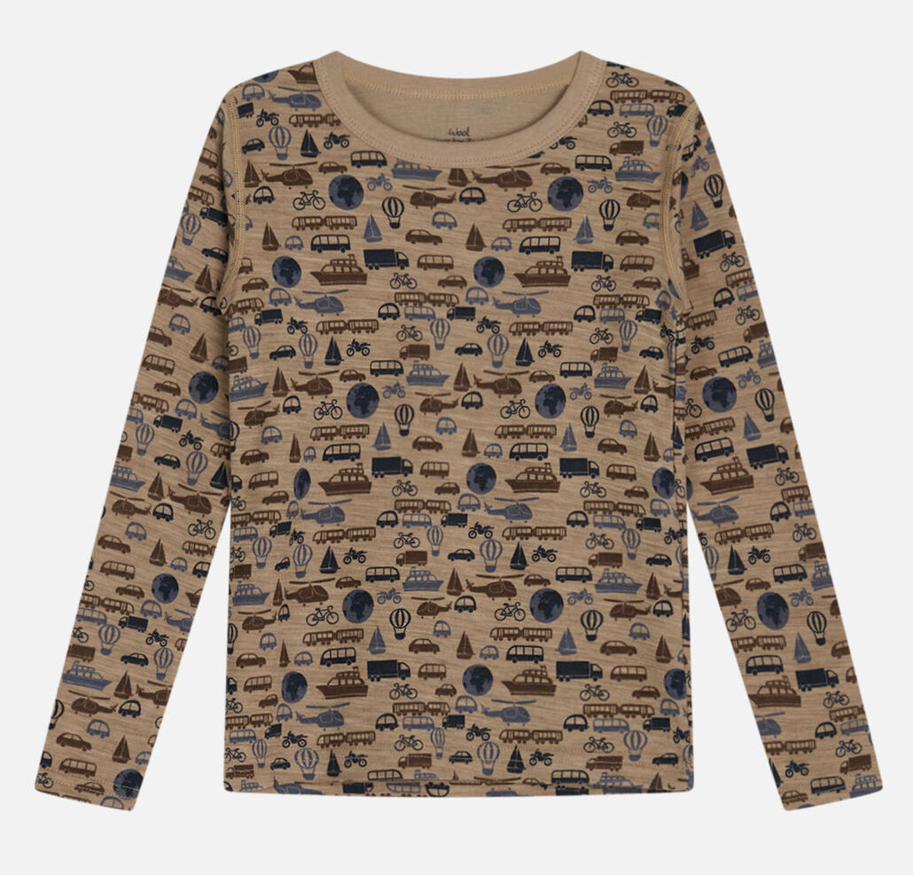 334-00495-21508-3554-medium Hust & Claire Abba - Wolle Bambus Langarm Shirt in Biscuit Melange - Autos, Boote & Flugzeuge