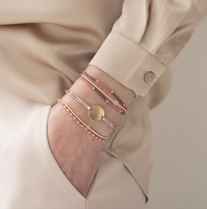 A Beautiful Story Friendship Rosenquarz Gold Armband