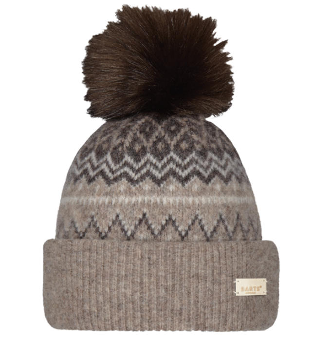 Barts Woodstar Beanie mit Alpaka, Faire Isle Muster & Bommel - Brown/Braun Barts Woodstar Beanie mit Alpaka, Faire Isle Muster & Bommel - Brown/Braun