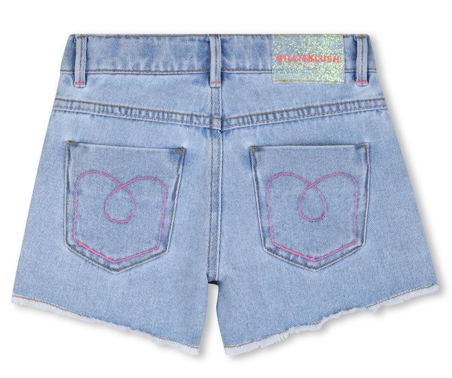 Billieblush Jeans Short in Blau mit Strasssteine - Bunte Glitzer-Steine