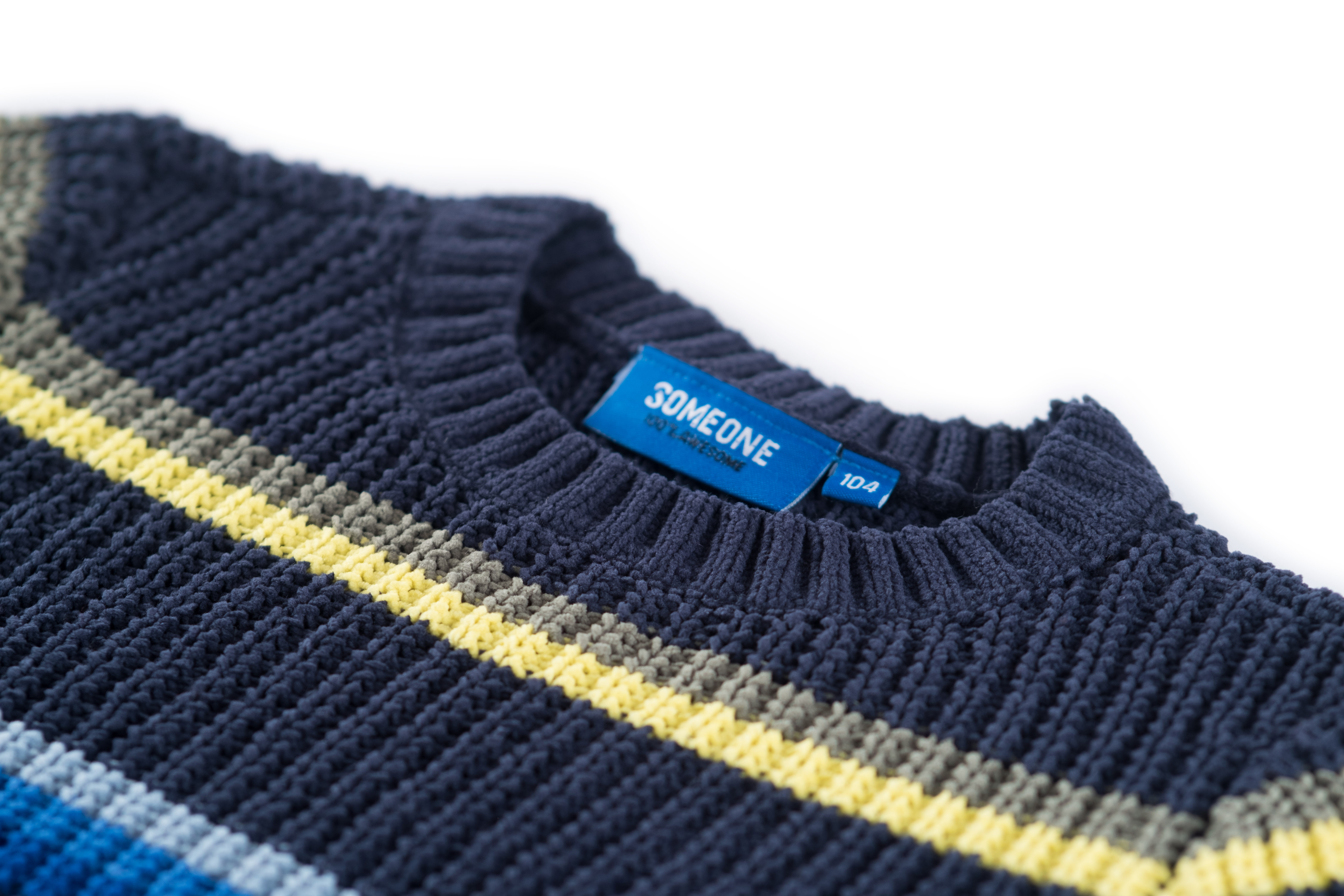 Someone Rocky Chenille Strickpulli Pullover mit Blockstreifen - Blau/Gelb - SALE
