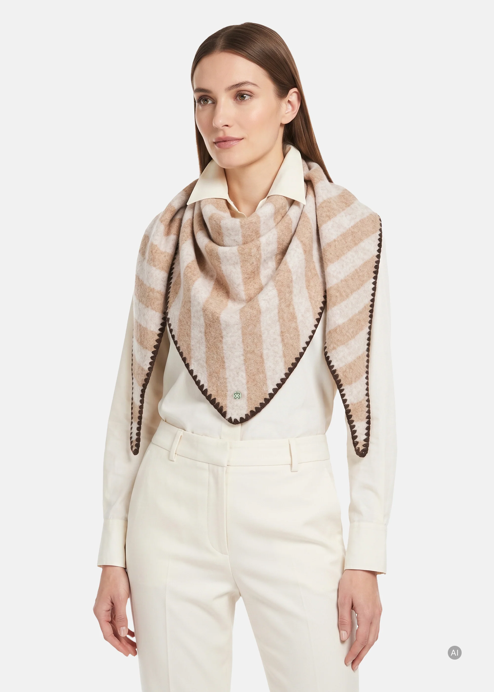 Codello Gestricktes Dreieckstuch mit Streifen Flauschig Weich in Beige & Creme