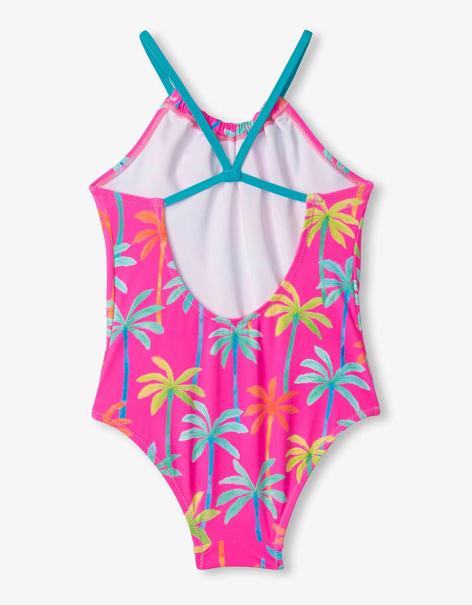 Hatley Badeanzug in Neon Pink - Bunte Palmen Hatley Badeanzug in Neon Pink - Bunte Palmen