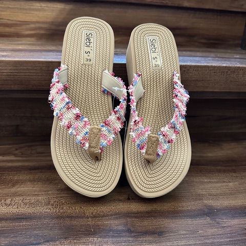 Siebi´s Zehensandale Flip Flop Havanna Rose - bunt gefranst - SALE Siebi´s Zehensandale Flip Flop Havanna Rose - bunt gefranst - SALE