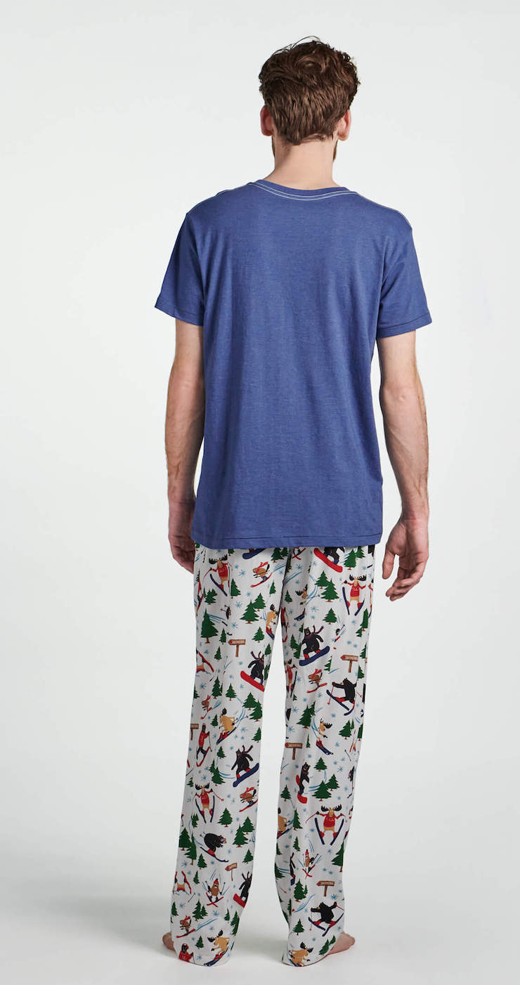 PA4WISK001_C Little Blue House Herren Jersey Pyjama Hose - Wild About Skiing