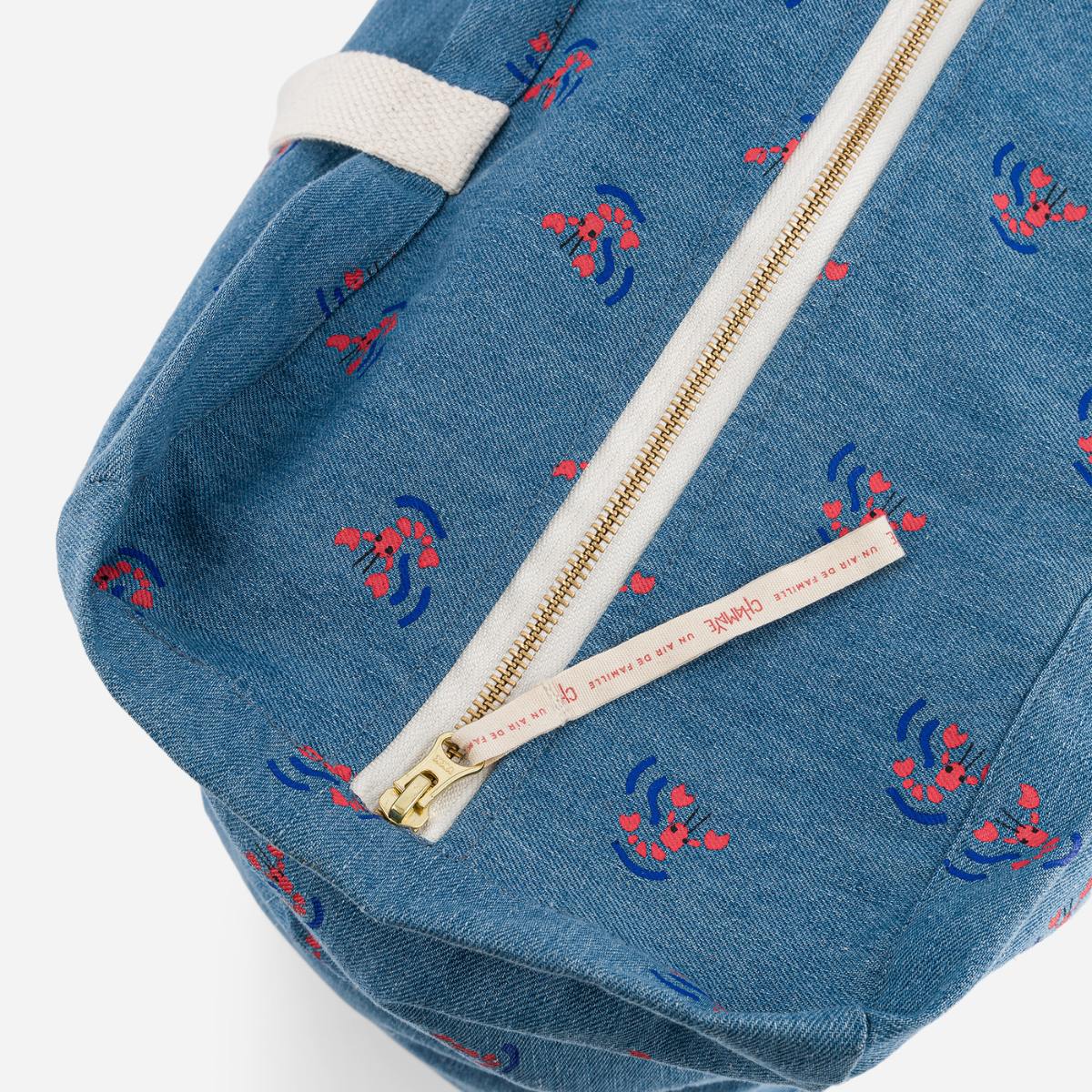 Chamaye Grand Cabas Denim Beach Bag Strandtasche in Blau - Lobster Forever