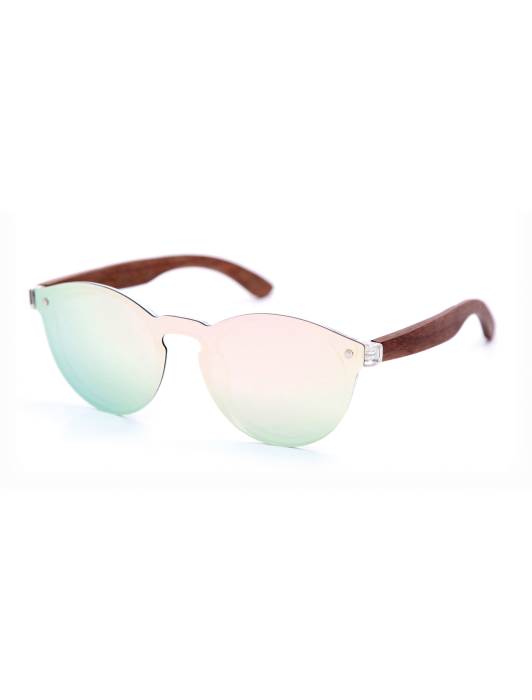 C3-Sonnenbrille-Polarzize-Cancun-Rose-Gold C3 Sonnenbrille Cancun Polarized - Gold Rose mit Holzbügel