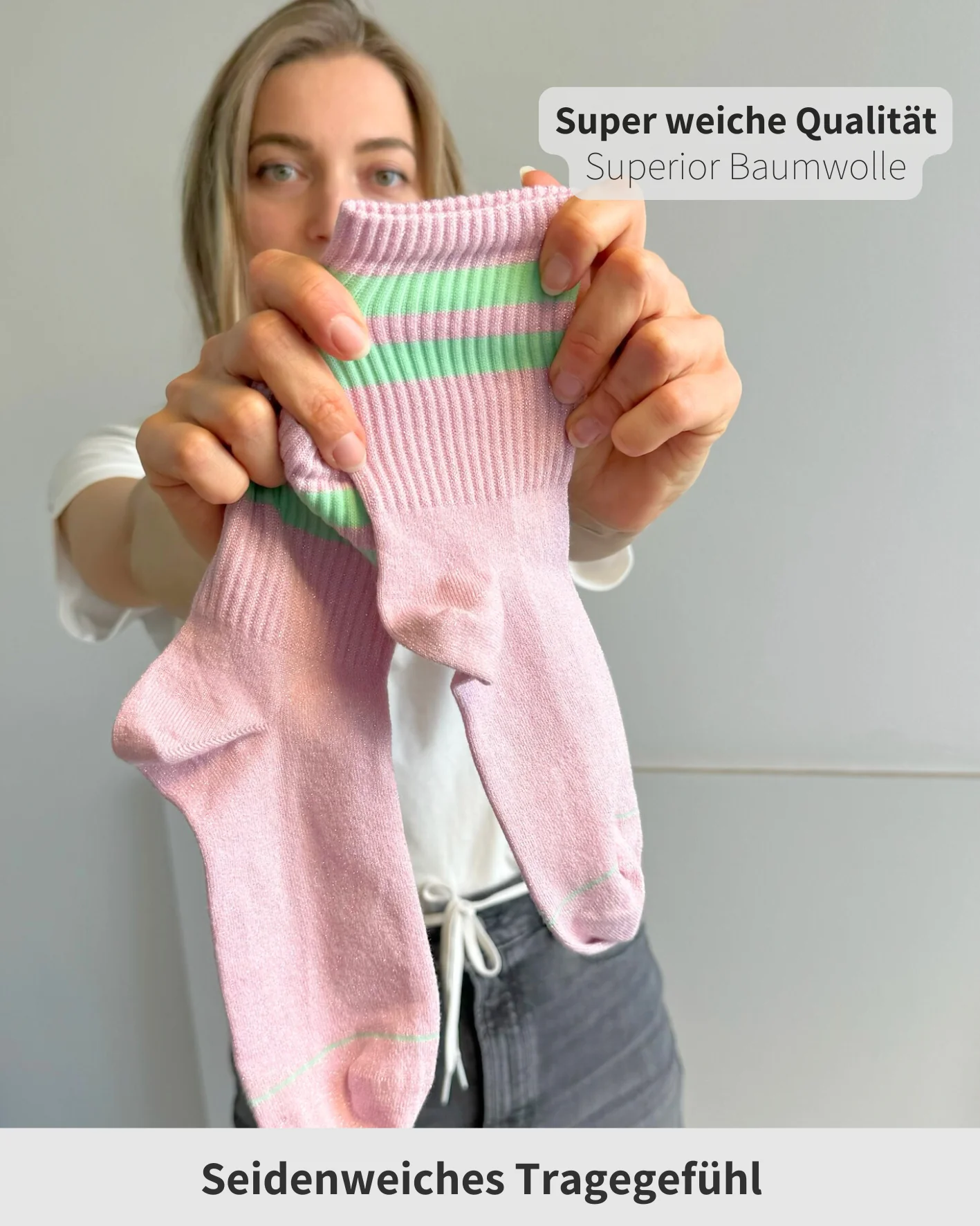 le ooley Socken Starlight Glitter - Lavender - Glitzer Flieder mit Grün